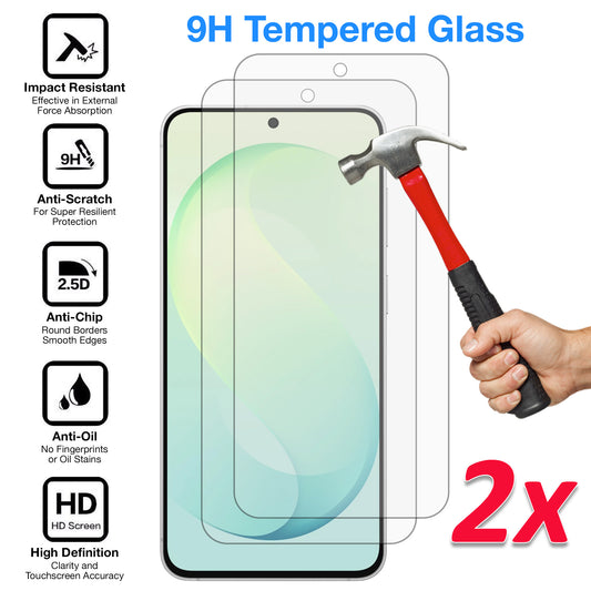 [2 Pack] MEZON Samsung Galaxy S26 FE (6.7") Tempered Glass Crystal Clear Premium 9H HD Case Friendly Screen Protectors