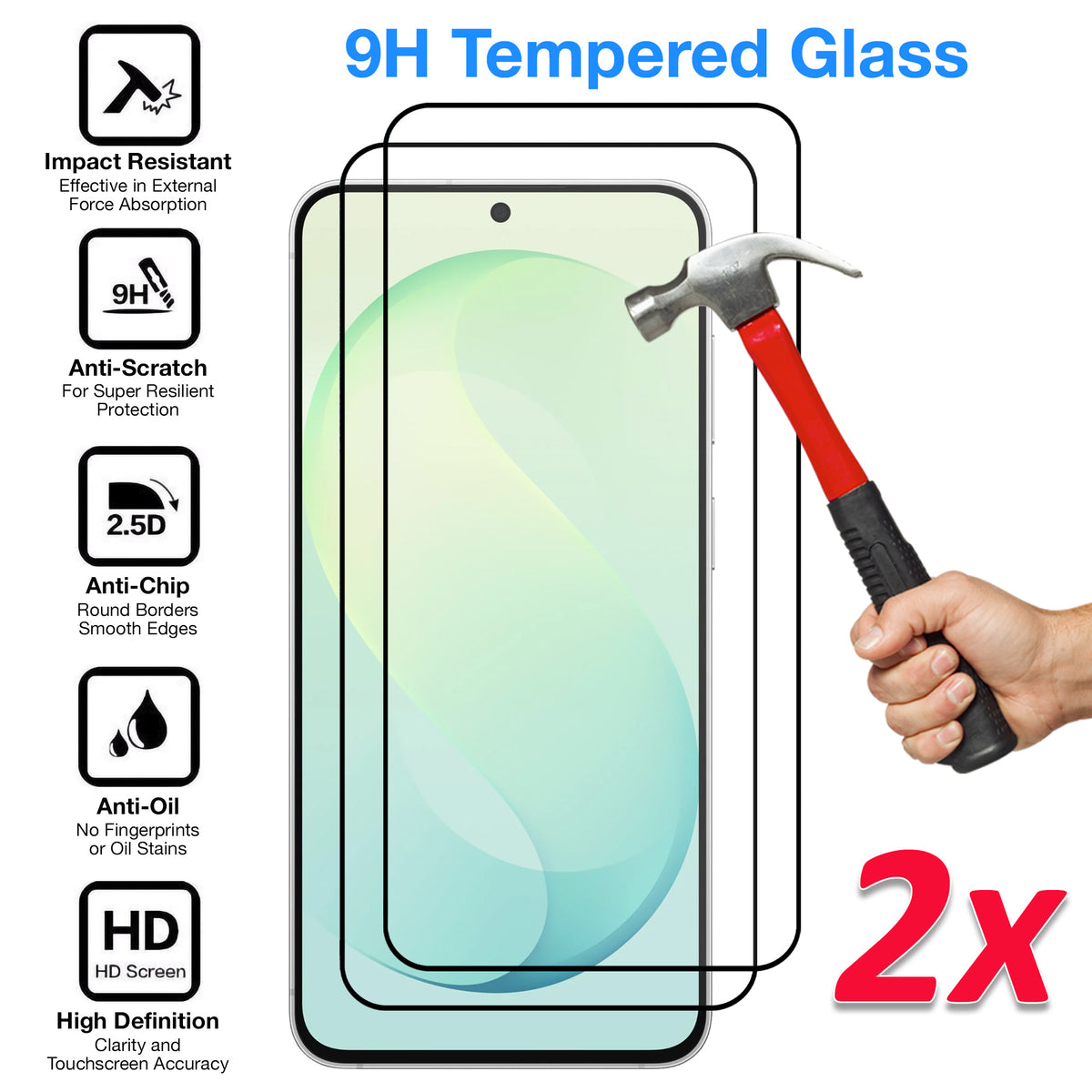 [2 Pack] MEZON Full Coverage Samsung Galaxy S26 FE (6.7") Crystal Clear Premium 9H HD Tempered Glass