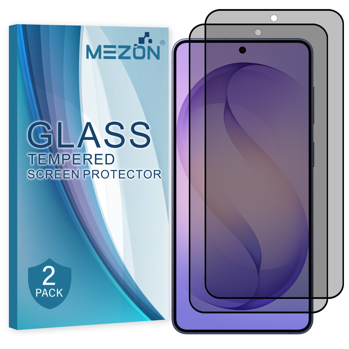 [2 Pack] MEZON Privacy Anti-Spy Full Coverage Samsung Galaxy S26+ (6.7") Tempered Glass Fingerprint Unlock Premium 9H HD Screen Protectors
