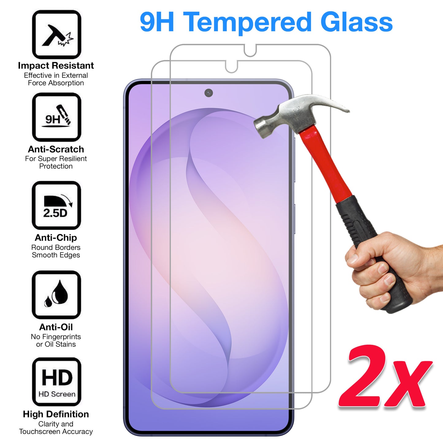 [2 Pack] MEZON Samsung Galaxy S26+ (6.7") Tempered Glass Crystal Clear Premium 9H HD Fingerprint Unlock Screen Protectors