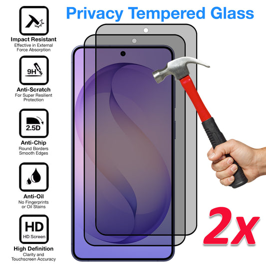 [2 Pack] MEZON Privacy Anti-Spy Full Coverage Samsung Galaxy S26+ (6.7") Tempered Glass Fingerprint Unlock Premium 9H HD Screen Protectors