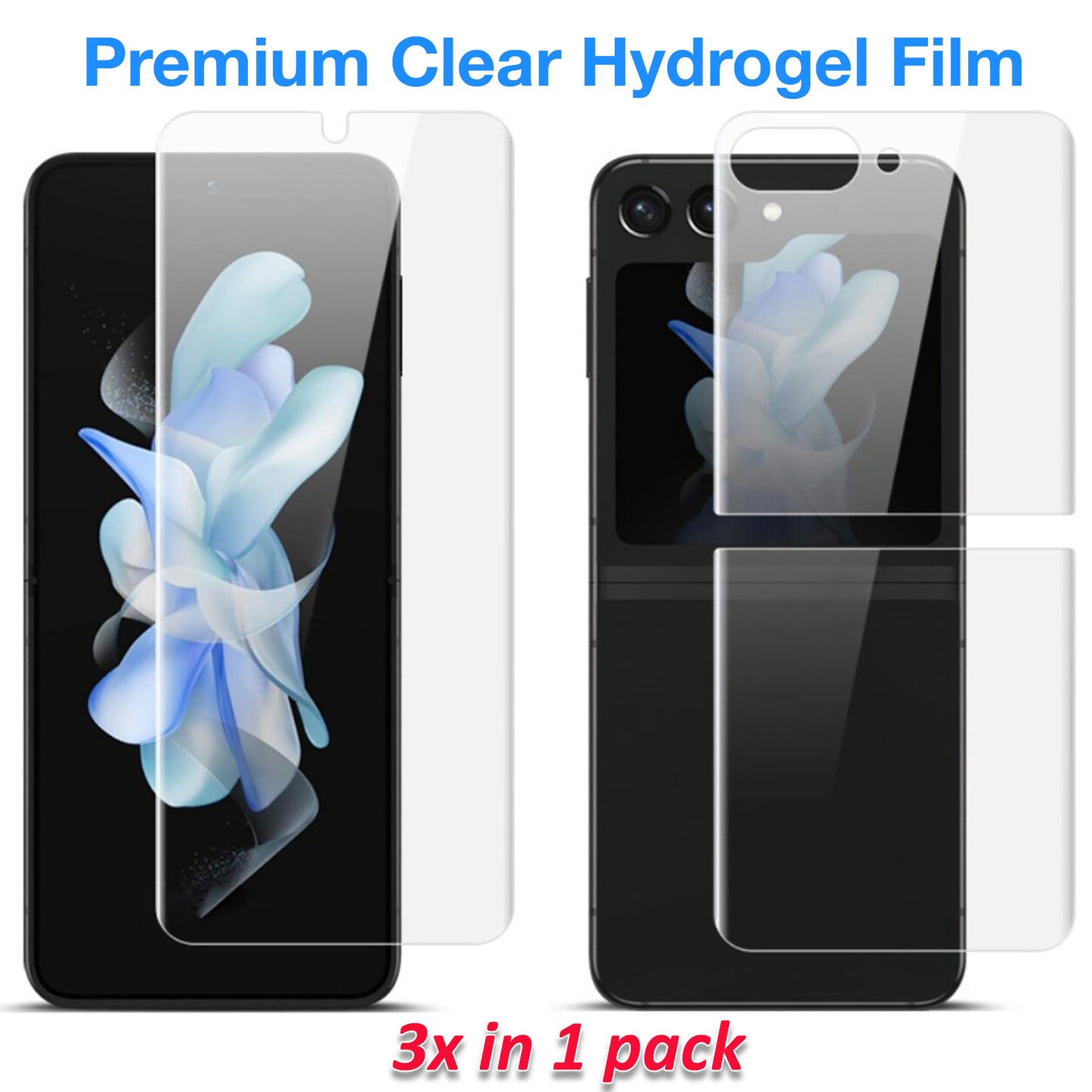 [3x in 1] MEZON Samsung Galaxy Z Flip5 Premium Hydrogel Clear Edge-to-Edge Full Coverage Screen Protector Fingerprint Film