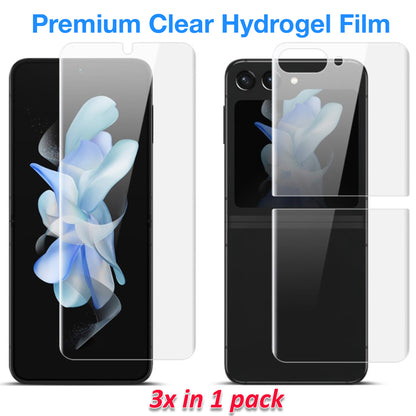 [3x in 1] MEZON Samsung Galaxy Z Flip5 Premium Hydrogel Clear Edge-to-Edge Full Coverage Screen Protector Fingerprint Film
