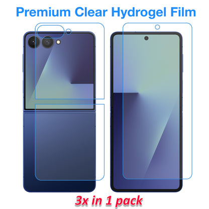 [3x in 1] MEZON Samsung Galaxy Z Flip7 Premium Hydrogel Clear Edge-to-Edge Full Coverage Screen Protector Fingerprint Film