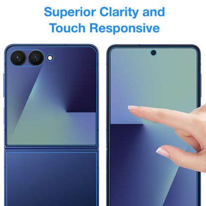 [3x in 1] MEZON Samsung Galaxy Z Flip7 Premium Hydrogel Clear Edge-to-Edge Full Coverage Screen Protector Fingerprint Film