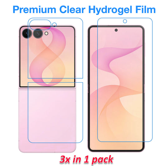 [3x in 1] MEZON Samsung Galaxy Z Flip8 Premium Hydrogel Clear Edge-to-Edge Full Coverage Screen Protector Fingerprint Film