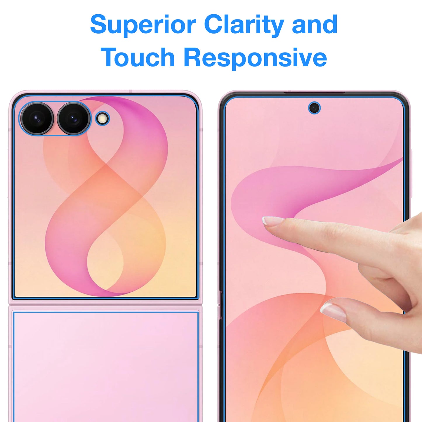 [3x in 1] MEZON Samsung Galaxy Z Flip8 Premium Hydrogel Clear Edge-to-Edge Full Coverage Screen Protector Fingerprint Film