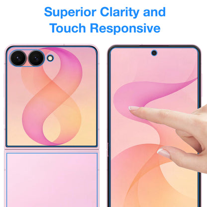 [3x in 1] MEZON Samsung Galaxy Z Flip8 Premium Hydrogel Clear Edge-to-Edge Full Coverage Screen Protector Fingerprint Film