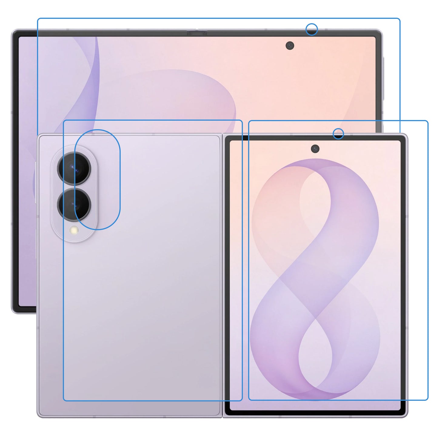 [3x in 1] MEZON Samsung Galaxy Z Fold8 Premium Hydrogel Clear Edge-to-Edge Full Coverage Screen Protector Fingerprint Film