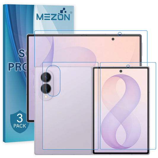 [3x in 1] MEZON Samsung Galaxy Z Fold8 Premium Hydrogel Clear Edge-to-Edge Full Coverage Screen Protector Fingerprint Film