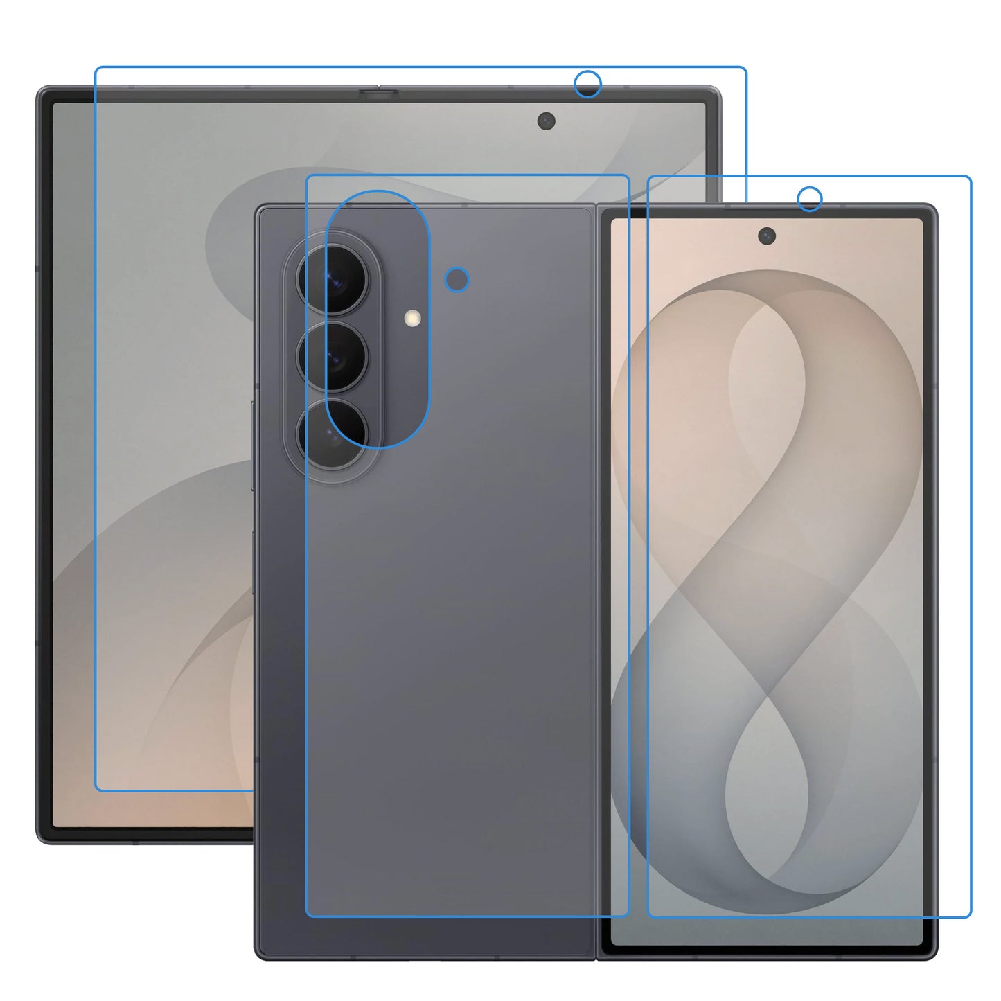 [3x in 1] MEZON Samsung Galaxy Z Fold8 Ultra Premium Hydrogel Clear Edge-to-Edge Full Coverage Screen Protector Fingerprint Film