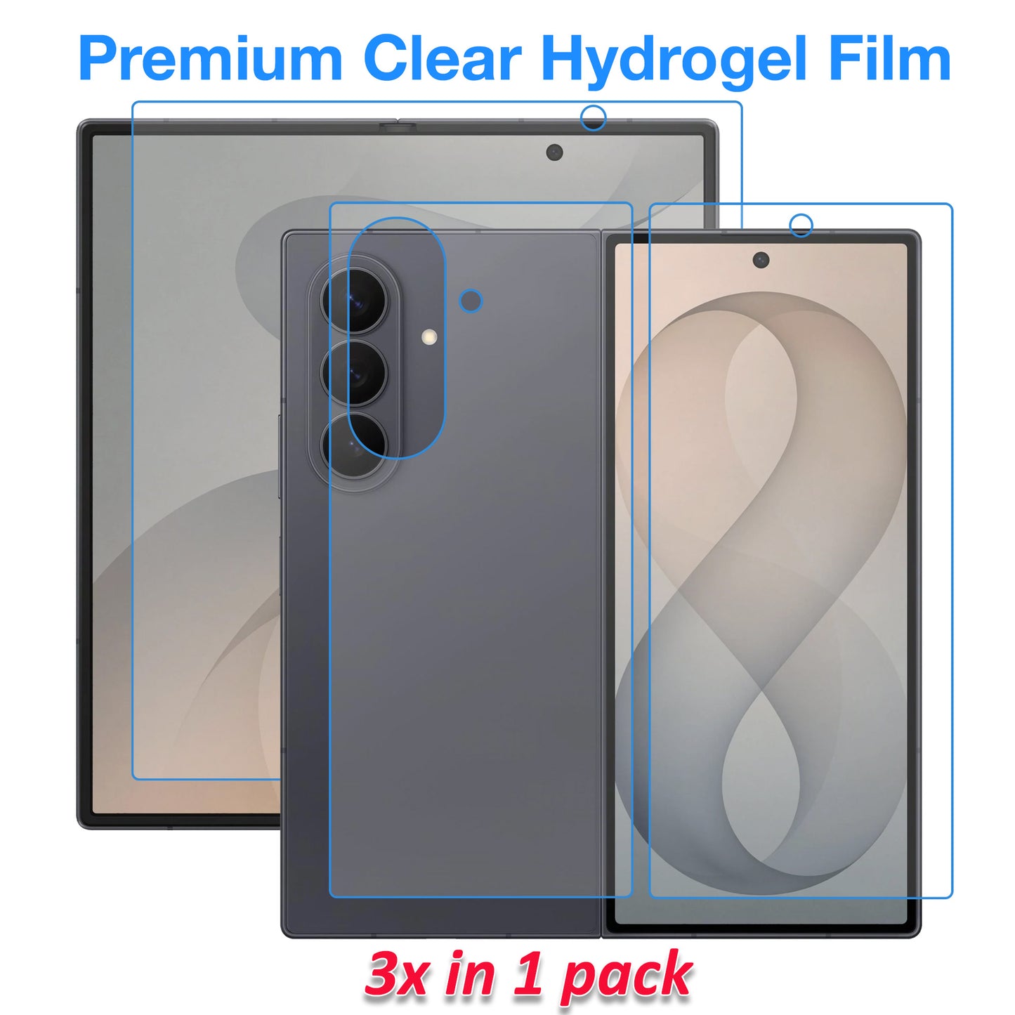 [3x in 1] MEZON Samsung Galaxy Z Fold8 Ultra Premium Hydrogel Clear Edge-to-Edge Full Coverage Screen Protector Fingerprint Film