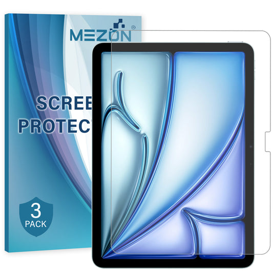 [3 Pack] MEZON Apple iPad Air 11" (2024) M2 Ultra Clear Film Screen Protector Case and Pencil Friendly (iPad Air 11" M2, Clear)