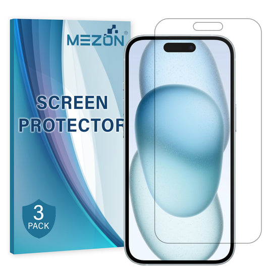 [3 Pack] MEZON Ultra Clear Film for iPhone 15 Plus (6.7") Premium Case Friendly Screen Protector