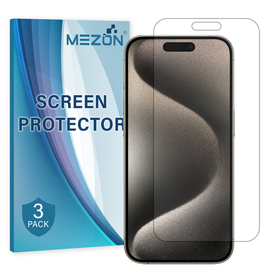 [3 Pack] MEZON iPhone 15 Pro Max (6.7") Premium Hydrogel Clear Edge-to-Edge Full Coverage Screen Protector Film