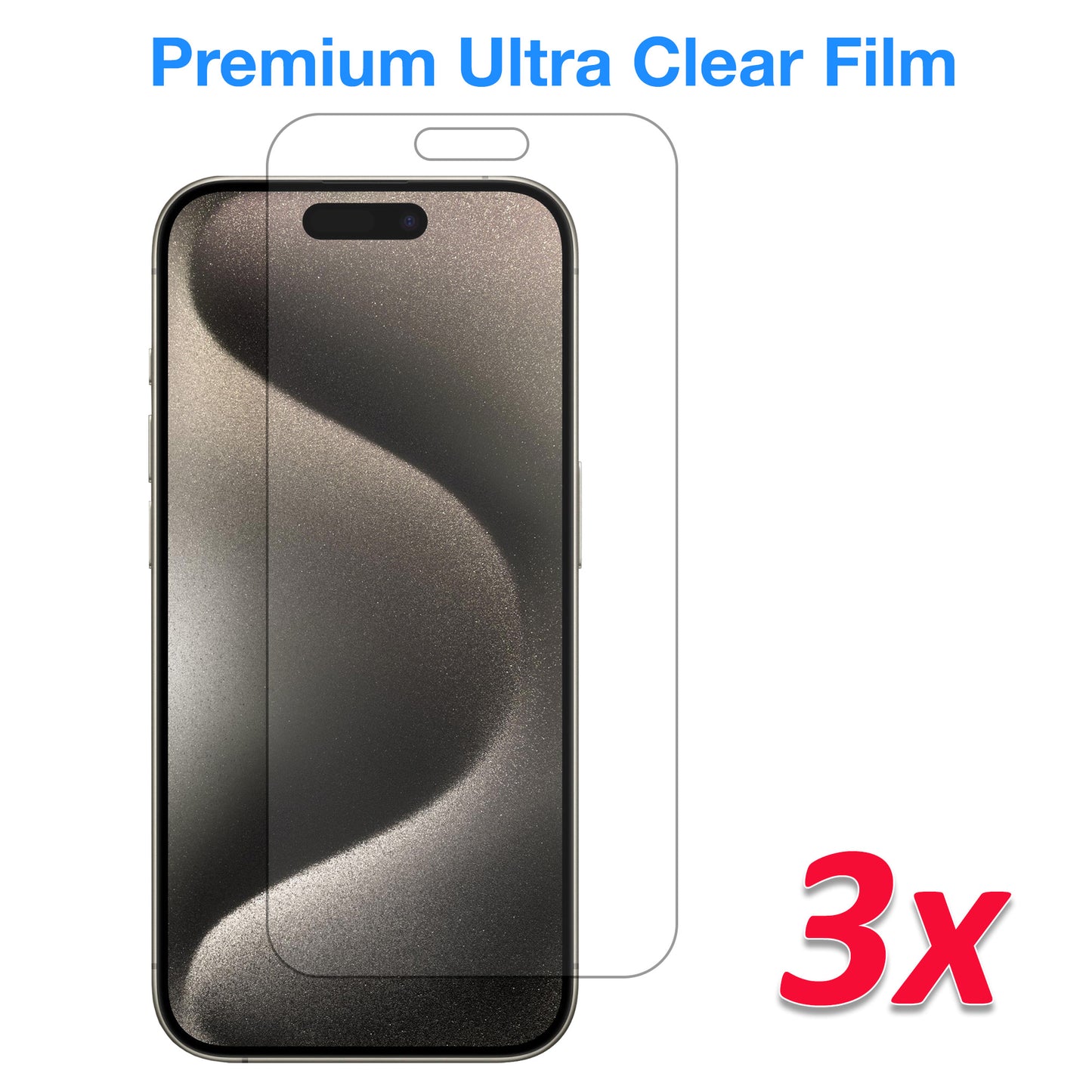 [3 Pack] MEZON Ultra Clear Film for iPhone 15 Pro (6.1") Premium Case Friendly Screen Protector