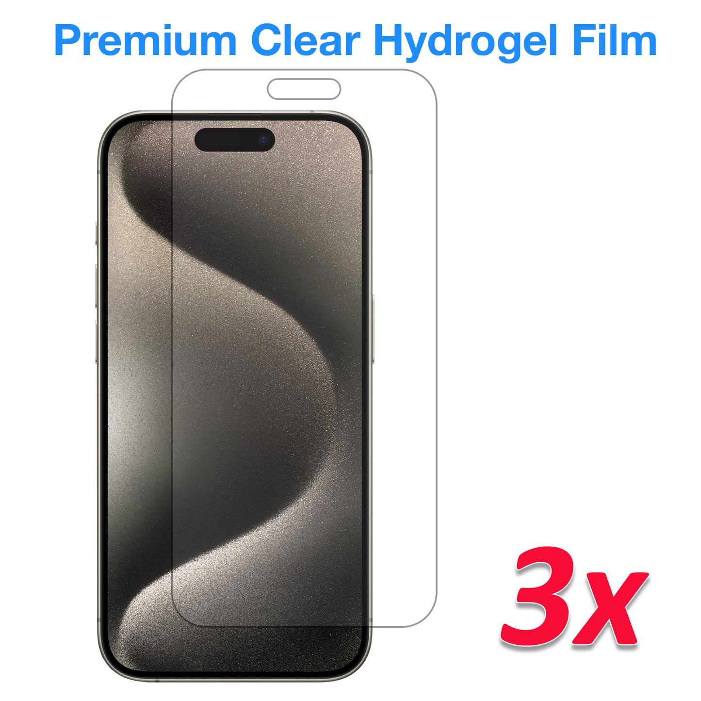 [3 Pack] MEZON iPhone 15 Pro (6.1") Premium Hydrogel Clear Edge-to-Edge Full Coverage Screen Protector Film