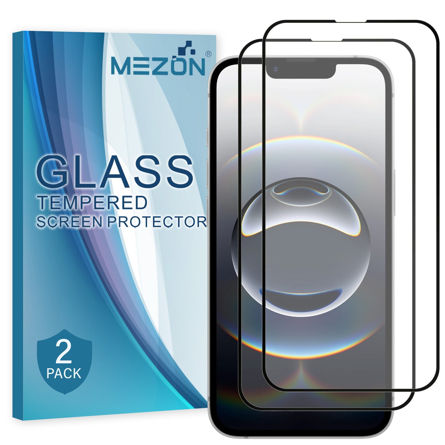 [2 Pack] MEZON Full Coverage Tempered Glass for iPhone 16e (6.1") Crystal Clear Premium 9H HD Screen Protectors