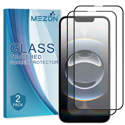 [2 Pack] MEZON Full Coverage Tempered Glass for iPhone 16e (6.1") Crystal Clear Premium 9H HD Screen Protectors