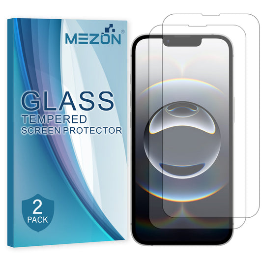 [2 Pack] MEZON Tempered Glass for iPhone 16e (6.1") Crystal Clear Premium 9H HD Case Friendly Screen Protectors