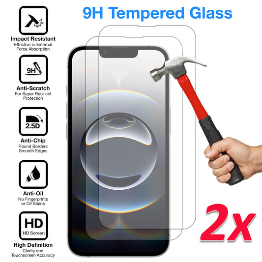 [2 Pack] MEZON Tempered Glass for iPhone 16e (6.1") Crystal Clear Premium 9H HD Case Friendly Screen Protectors
