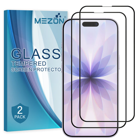 [2 Pack] MEZON Full Coverage Tempered Glass for iPhone 17 (6.3") Crystal Clear Premium 9H HD Screen Protectors