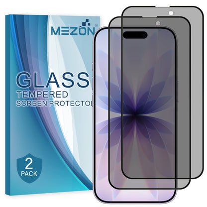 [2 Pack] MEZON Privacy Anti-Spy Full Coverage iPhone 17 (6.3") Tempered Glass Premium 9H HD Screen Protectors