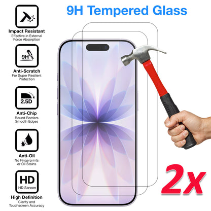 [2 Pack] MEZON Tempered Glass for iPhone 17 (6.3") Crystal Clear Premium 9H HD Case Friendly Screen Protectors