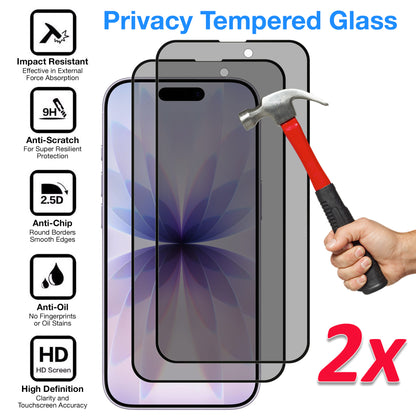 [2 Pack] MEZON Privacy Anti-Spy Full Coverage iPhone 17 (6.3") Tempered Glass Premium 9H HD Screen Protectors
