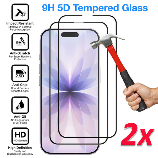 [2 Pack] MEZON Full Coverage Tempered Glass for iPhone 17 (6.3") Crystal Clear Premium 9H HD Screen Protectors