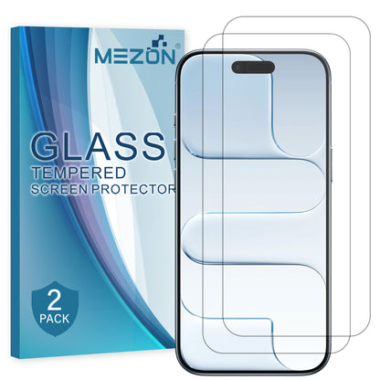 [2 Pack] MEZON Tempered Glass for iPhone 17 Air (6.5") Crystal Clear Premium 9H HD Case Friendly Screen Protectors