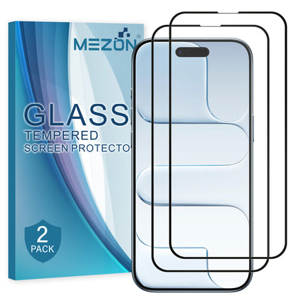 [2 Pack] MEZON Full Coverage Tempered Glass for iPhone 17 Air (6.5") Crystal Clear Premium 9H HD Screen Protectors