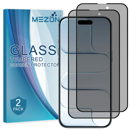 [2 Pack] MEZON Privacy Anti-Spy Full Coverage iPhone 17 Air (6.5") Tempered Glass Premium 9H HD Screen Protectors