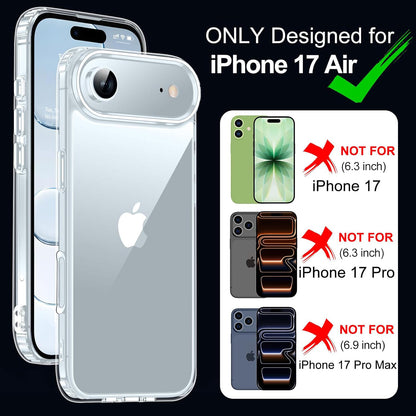 MEZON Crystal Clear Case for Apple iPhone 17 Air (6.5") Ultra Slim Premium TPU Gel – Magsafe Wireless Charging Compatible