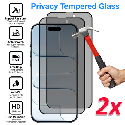 [2 Pack] MEZON Privacy Anti-Spy Full Coverage iPhone 17 Air (6.5") Tempered Glass Premium 9H HD Screen Protectors