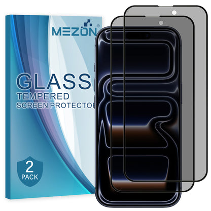 [2 Pack] MEZON Privacy Anti-Spy Full Coverage iPhone 17 Pro (6.3") Tempered Glass Premium 9H HD Screen Protectors