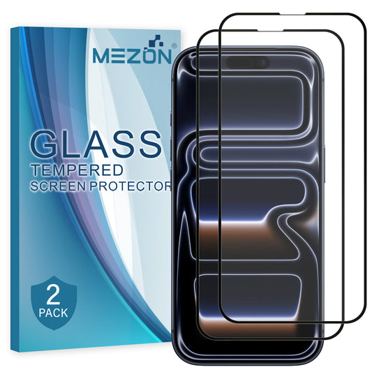 [2 Pack] MEZON Full Coverage Tempered Glass for iPhone 17 Pro (6.3") Crystal Clear Premium 9H HD Screen Protectors