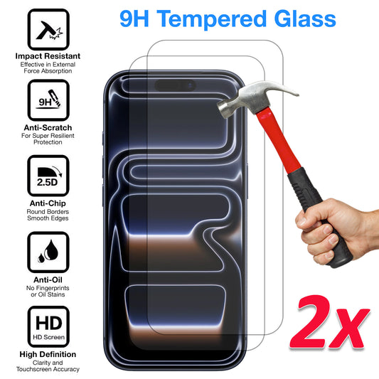 [2 Pack] MEZON Tempered Glass for iPhone 17 Pro (6.3") Crystal Clear Premium 9H HD Case Friendly Screen Protectors