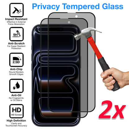 [2 Pack] MEZON Privacy Anti-Spy Full Coverage iPhone 17 Pro (6.3") Tempered Glass Premium 9H HD Screen Protectors