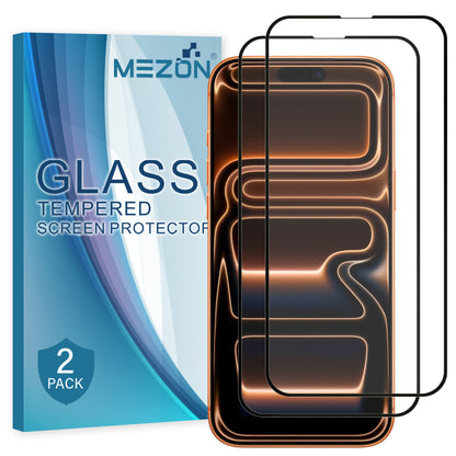 [2 Pack] MEZON Full Coverage Tempered Glass for iPhone 17 Pro Max (6.9") Crystal Clear Premium 9H HD Screen Protectors