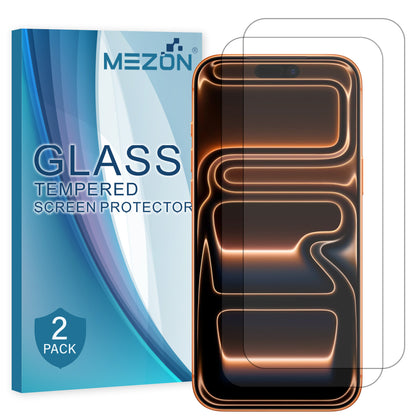 [2 Pack] MEZON Tempered Glass for iPhone 17 Pro Max (6.9") Crystal Clear Premium 9H HD Case Friendly Screen Protectors
