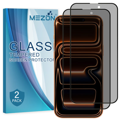 [2 Pack] MEZON Privacy Anti-Spy Full Coverage iPhone 17 Pro Max (6.9") Tempered Glass Premium 9H HD Screen Protectors