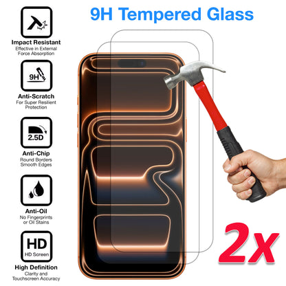 [2 Pack] MEZON Tempered Glass for iPhone 17 Pro Max (6.9") Crystal Clear Premium 9H HD Case Friendly Screen Protectors