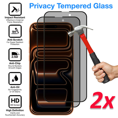 [2 Pack] MEZON Privacy Anti-Spy Full Coverage iPhone 17 Pro Max (6.9") Tempered Glass Premium 9H HD Screen Protectors