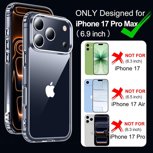 MEZON Crystal Clear Case for Apple iPhone 17 Pro Max (6.9") Ultra Slim Premium TPU Gel – Magsafe Wireless Charging Compatible