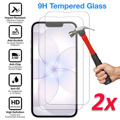 [2 Pack] MEZON Tempered Glass for iPhone 17e (6.1") Crystal Clear Premium 9H HD Case Friendly Screen Protectors