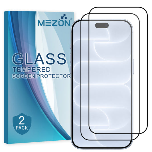 [2 Pack] MEZON Full Coverage Tempered Glass for iPhone 18 Pro (6.3") Crystal Clear Premium 9H HD Screen Protectors