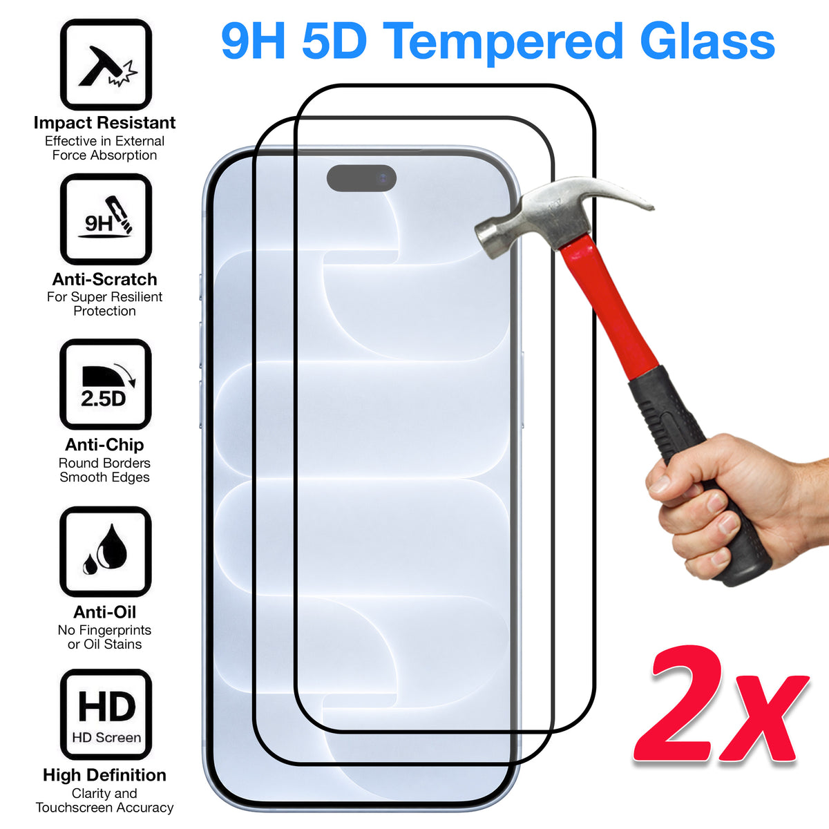 [2 Pack] MEZON Full Coverage Tempered Glass for iPhone 18 Pro (6.3") Crystal Clear Premium 9H HD Screen Protectors