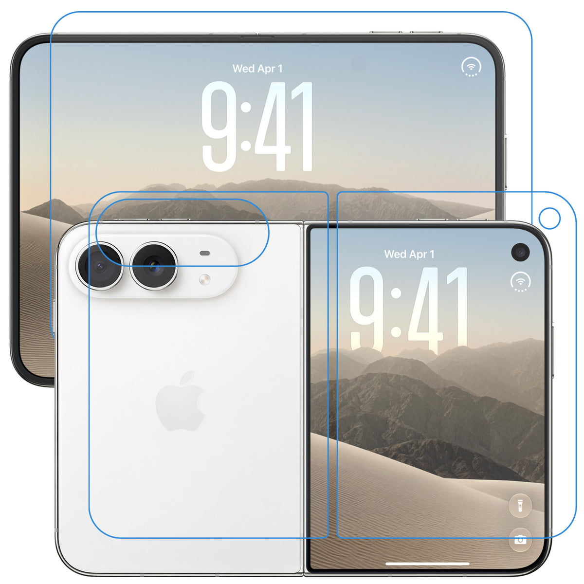 [3x in 1] MEZON Apple iPhone Duo Premium Hydrogel Clear Edge-to-Edge Full Coverage Screen Protector Fingerprint Film
