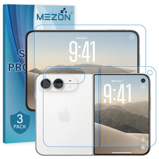 [3x in 1] MEZON Apple iPhone Duo Premium Hydrogel Clear Edge-to-Edge Full Coverage Screen Protector Fingerprint Film